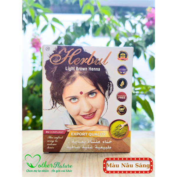 Bột nhuộm tóc hiệu Herbu Light Brown Henna Powder (Hộp)