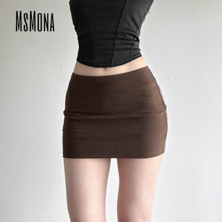 Váy Nữ MsMona 2025 Mỹ Màu Trơn Slim Fit Cao Cấp Gia Vị Cô Gái Retro