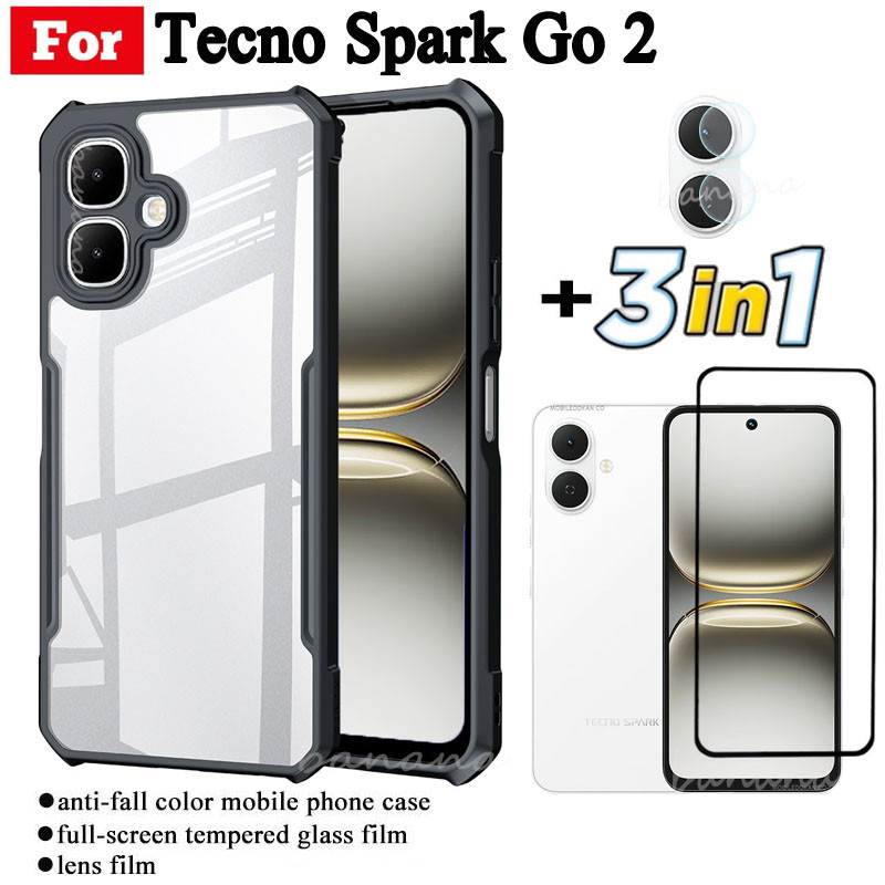 Ốp điện thoại di động chống rơi 3 TRONG 1 Tecno Spark Go 2 cho Tecno Spark Go2 Spark Go 1 Go 1s Phim
