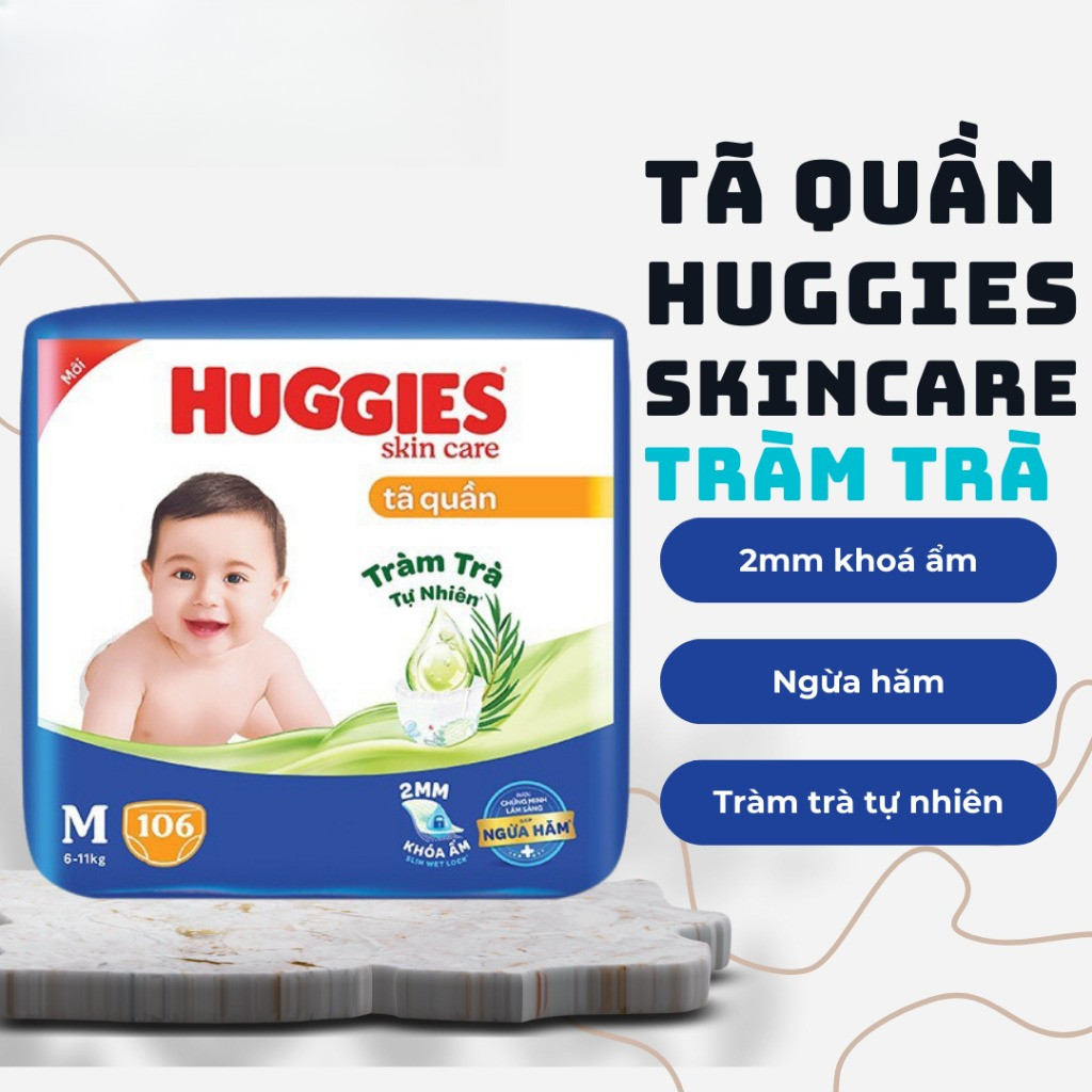Tã Bỉm Huggies Skincare Tràm Trà Mega Jumbo