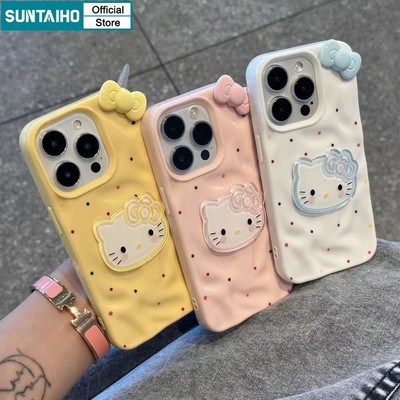 Ốp Điện Thoại Suntaiho Dễ Thương Hello Kitty Nhiều Màu Sắc Họa Tiết Chấm Silicon Mềm Cao Cấp Chống Sốc Cho iPhone 11 12 13 14 15 16 Pro Max IP 7 8 Plus Iphon X XS XR Xs max