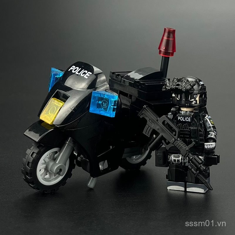Lego Đồ Chơi Mô Hình Xe Máy Mô Hình Minifigure Khối Xây Dựng Tương Thích Lego SWAT Chèn Giáo Dục Khố