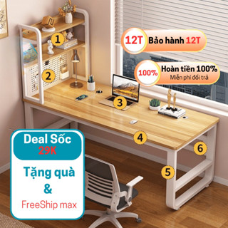 Bàn Học U Cong Có Kệ Sách – Mặt Gỗ MDF 1,5cm – Khung Thép Sơn Tĩnh Điện – Bền Đẹp, Bo góc an toàn