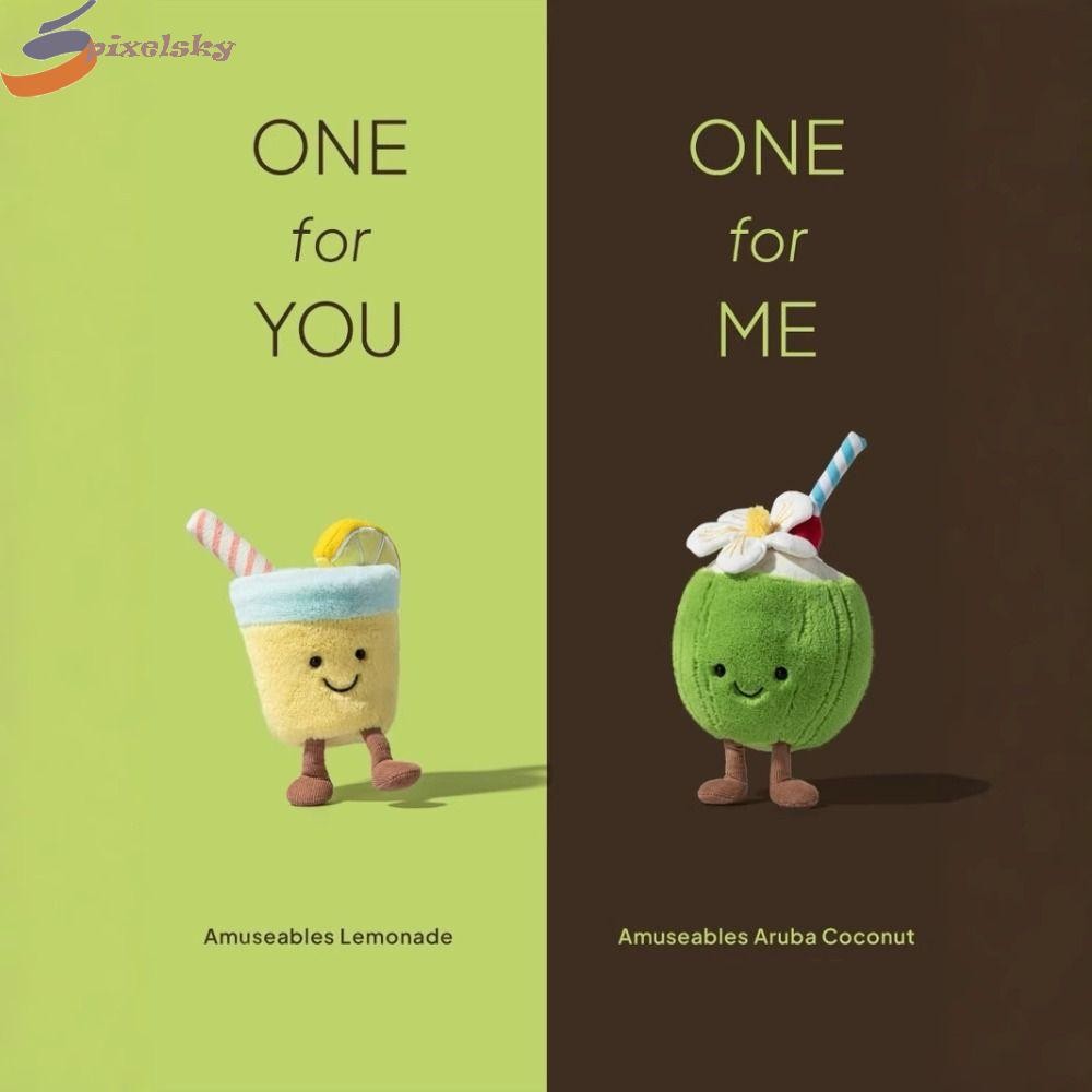 Mặt dây chuyền PIXELSKY Jellycat, Móc khóa dễ thương Móc khóa dừa sang trọng, Kawaii Plush Nhồi bông