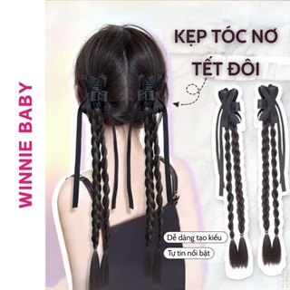 Set 2 Kẹp Tóc Nơ Tết Đôi Nơ Ruy Băng Tóc Nữ Dài 48cm Phong Cách Hàn Quốc Cho Con Gái TA