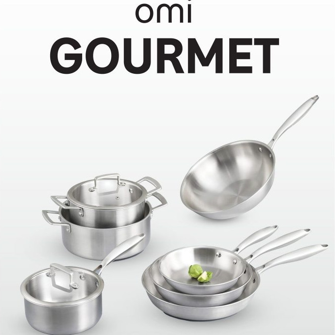 Chảo rán, xào inox nguyên khối Omi GOURMET - Inochi cao cấp, dùng được cho mọi loại bếp