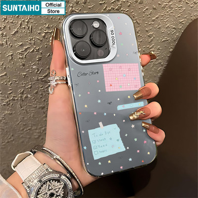 Ốp Điện Thoại Suntaiho Thẩm Mỹ Tươi Note Họa Tiết Ngôi Sao IDM Cứng Cao Cấp Chống Sốc Cho iPhone 11 12 13 14 15 16 Pro Max IP