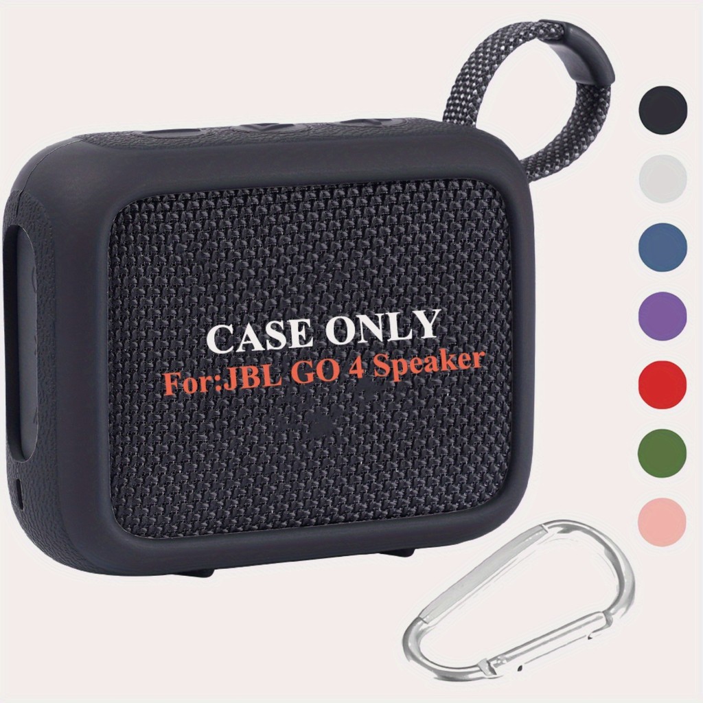 Vỏ bọc loa silicon thay thế cho loa di động chống nước JBL Go 4 GO4, Vỏ du lịch mềm có Carabiner, Ph