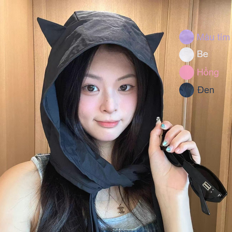 Mũ Dễ Thương Tai Mèo ,Quỷ nhỏ Mũ ngư dân ,Hood Mỏng Bảo Vệ Tai,Chống Nắng ,Nhanh khô.