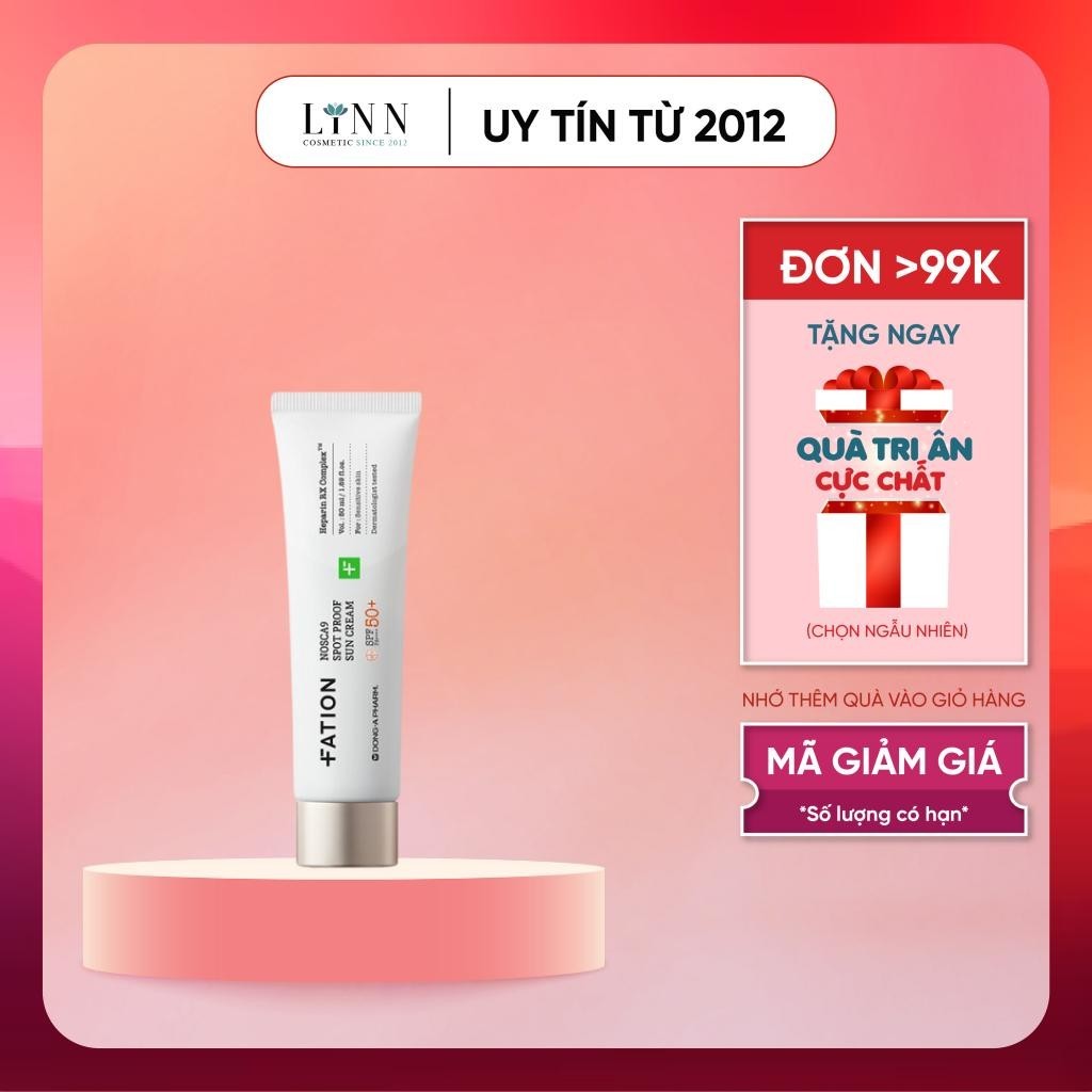 Kem chống nắng vật lí Fation Nosca9 Spot Proof Sun Cream SPF 50+ PA++++ dành cho da nhạy cảm - 50ml
