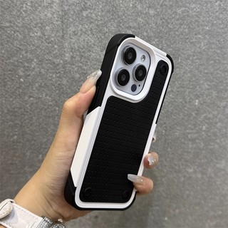 [Vỏ giáp chống rơi dày / chống trượt tương phản / Vỏ cứng TPU + PC / Trắng + Đen] Có thể gập lại với iPhone 15 14 13 12 11 Pro MAX X XR XS MAX iPhone 7 8 7plus 8plus