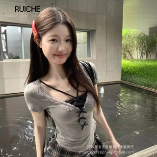 Ruiche áo phông áo thun nữ croptop baby tee ins xu hướng xu hướng minimalist wtx24708uc 28z240709