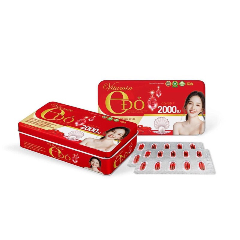 HỘP SẮT 60 VIÊN VITAMIN E ĐỎ 2000IU