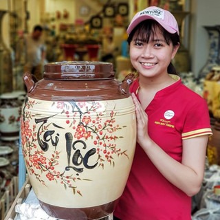 Hũ Sứ Đựng Gạo Tráng Men Có Quai - - Gốm Gia Nguyễn - Bát Tràng