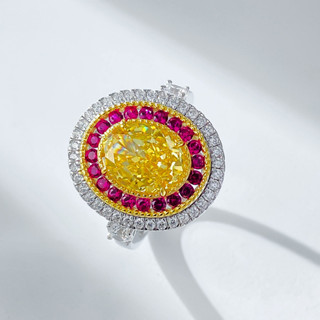 S925 Bạc Inlay Nhập Khẩu Cao Carbon Kim Cương Giả Nhẫn 7 * 9mm Vàng Kim Cương Giả Nhẫn Shengdebiao Nhân Tạo Trồng trọt Nhẫn Kim Cương Giả Vàng