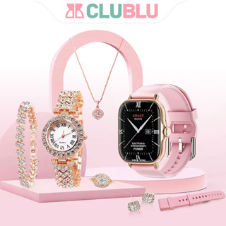 -CLUBLU- Smart Watch Đồng Hồ Thông Minh Cho Nữ Qua Bluetooth Đa năng Vỏ hợp Kim Nhôm Android iOS