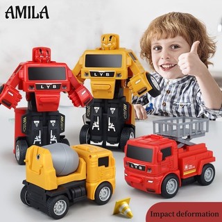 Amila biến hình robot đồ chơi trẻ em xe cứu hỏa biến áp ô tô nhựa trẻ em xe ô tô