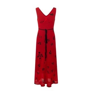 Đầm in hình cổ chữ V gợi cảm Qunz 24475