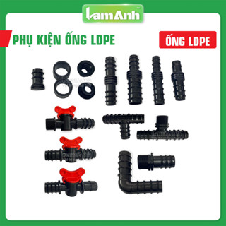 10 cái Phụ kiện ống LDPE 16 20 25 có nối, co, tê, van khóa, khởi thủy, cuối ống, bít ống PE 16 PE 20 PE 25