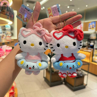 Bwhte Sanrio Hello Kitty Sang Trọng Búp Bê Móc Khóa Mặt Dây Chuyền Hoạt Hình Mèo KT Nhồi Bông Sang Trọng Móc Khóa Túi Phụ Kiện Quà Tặng Bé Gái.