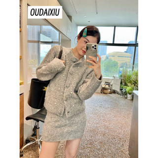 OUDAIXIU áo len cardigan áo khoác cardigan Thể thao hàn quốc phổ biến Minimalist WLQ2470IPB 31Z240730