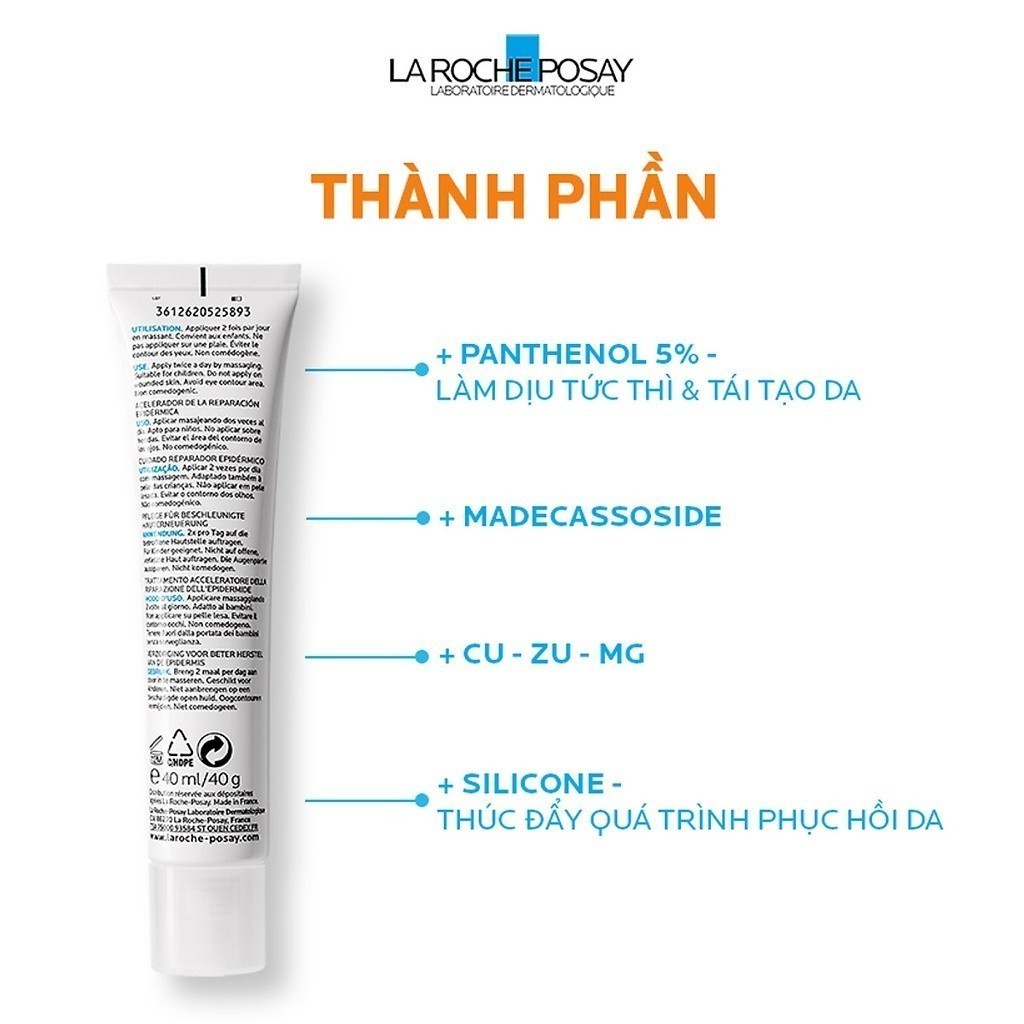 Kem dưỡng giảm mụn ,mờ sẹo, ngăn ngừa vết thâm La Roche Posay Cicaplast Gel B5 40ml.