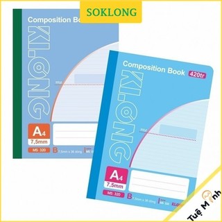 Vở may dán gáy A4 420 trang kẻ ngang bám mực KLong MS 320