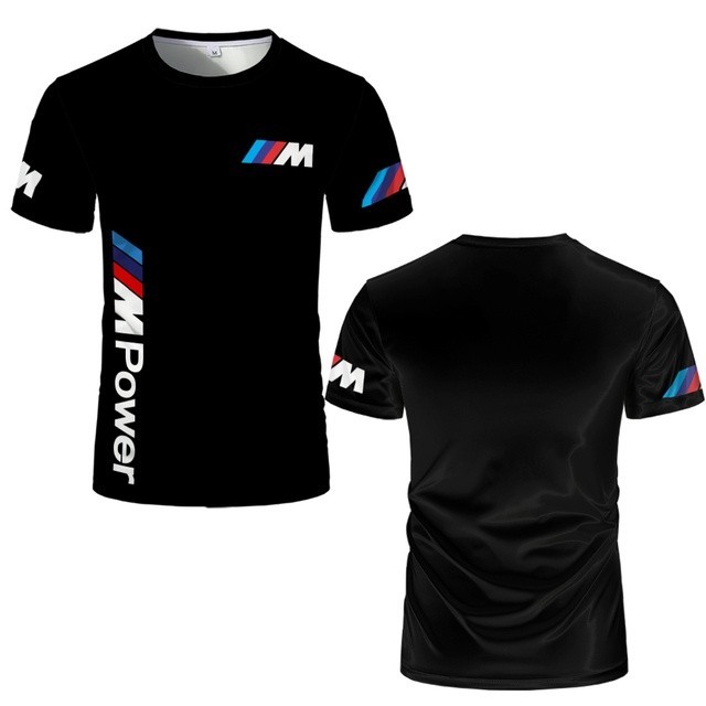 Áo thun nam nữ cổ tròn thời trang mùa hè, Áo thoáng khí in kỹ thuật số BMW Racing 3D, Áo sơ mi ngắn tay khô nhanh thể thao
