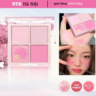 Phấn má hồng xixi 4 ô Nhũ highlight bắt sáng phấn má chính hãng