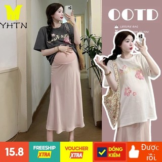 YHTN váy bộ bầu chất lượng cao Sản phẩm mới đi chơi đầm bầu quần áo bà mùa hè set đồ đùi xinh dễ thương sang chảnh sét cho bigsize bộ đồ bầu mùa hè
