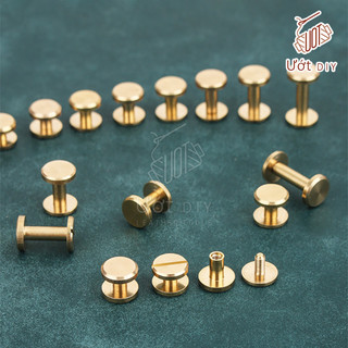 Chốt vít, đinh tán vặn ren đầu phẳng 10mm chữ i đồng thau - dụng cụ làm da handmade diy
