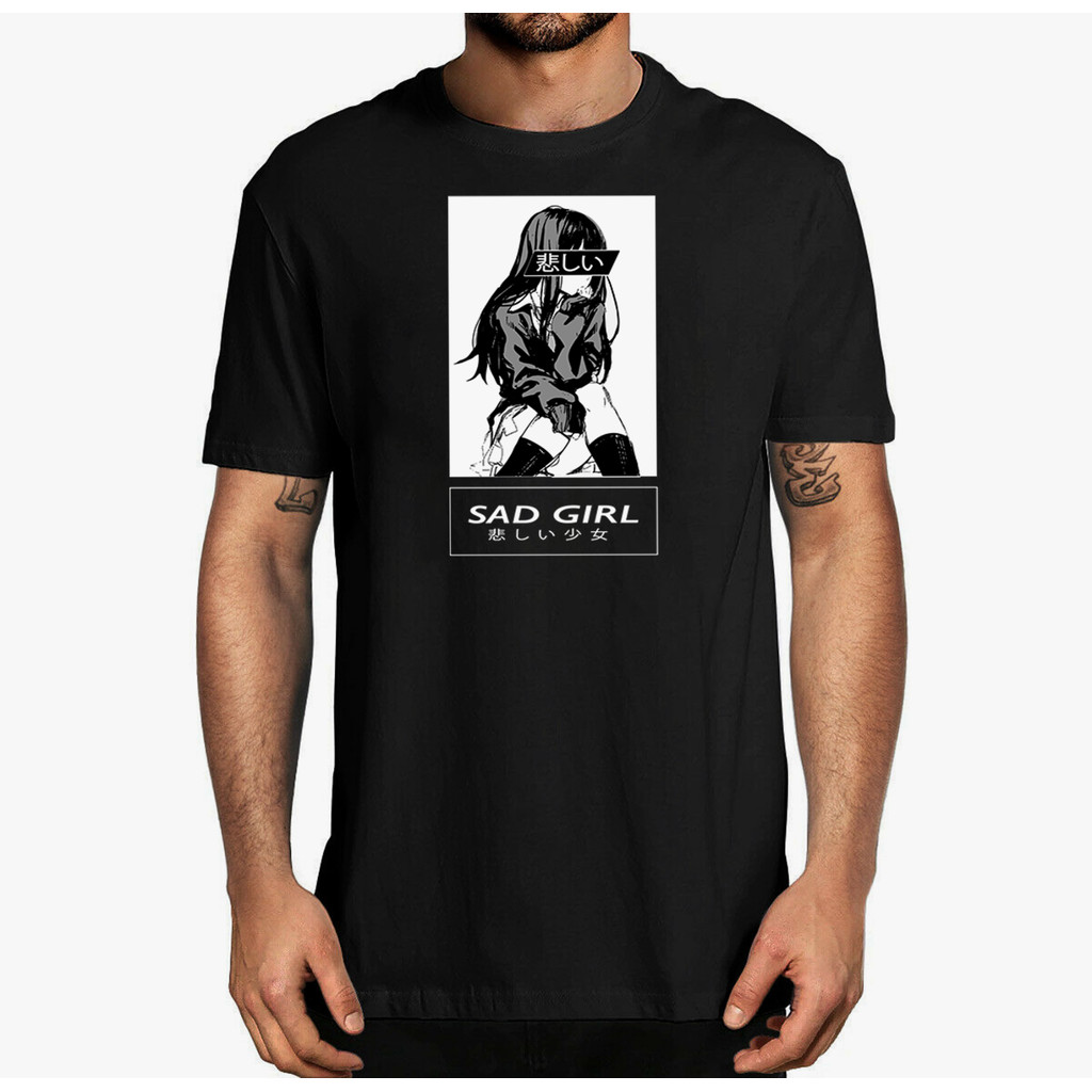 Áo sơ mi nam Anime buồn, Nu Goth, Senpai, Hentai, Áo thun Ahegao, Áo sơ mi Otaku Anime