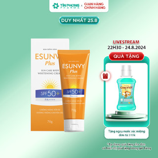 Kem Chống Nắng Body Esunvy Plus Sun Care  SPF50+/PA++++ Bảo Vệ Da Tối Ưu, Dưỡng Trắng Chuyên Sâu Tuýp 70g TMP013