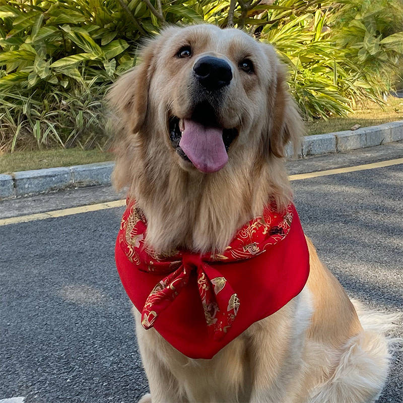 New Year Spring Festival Dog Bow Tie Triangular Binder Scarf Festive Small, Medium and Large Dogs Go