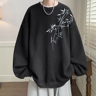  Áo hoodie dài tay không mũ trùm đầu Nam Trung Quốc in tre cỡ lớn 