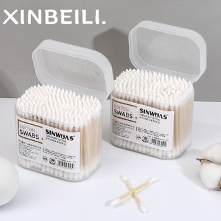 Hộp 100 / 200 Tăm Bông Cotton Hai Đầu Dùng Một Lần