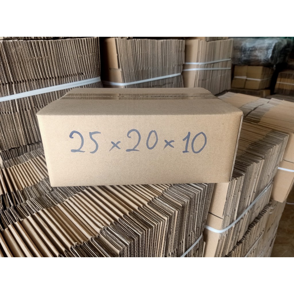 25x20x10 Combo 50 hộp carton, thùng giấy cod gói hàng, hộp bìa carton đóng hàng giá rẻ