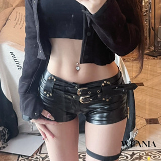 Weania Y2g Retro Quần Short Pu Eo Thấp Gợi Cảm