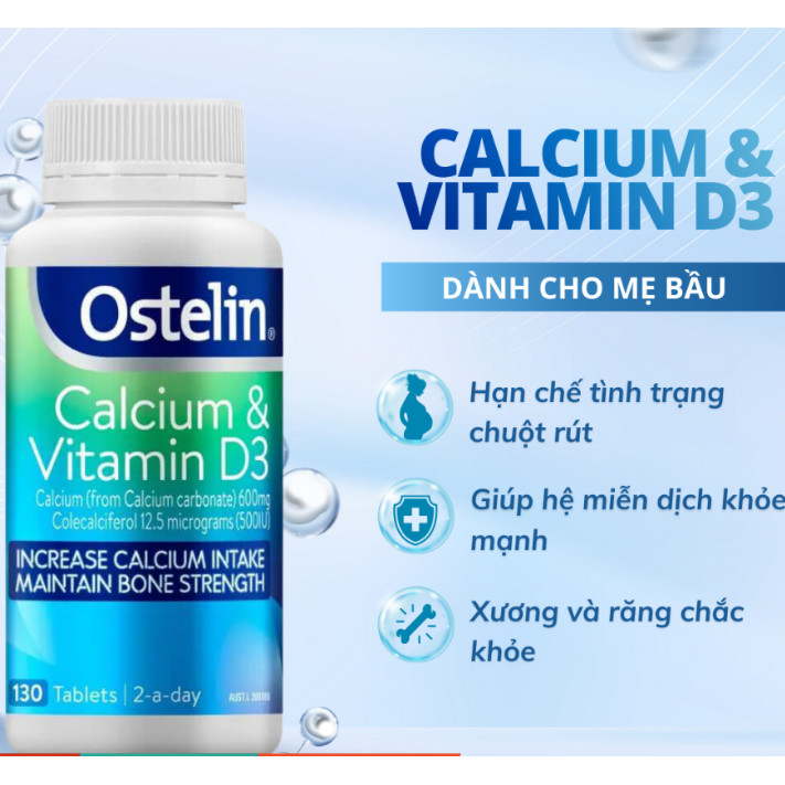 [MỚI] Canxi bầu Ostelin Calcium & Vitamin d3 bổ sung Canxi, D3 cho bà bầu.