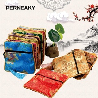 Túi đựng đồ trang sức PERNEAKY, Dụng cụ sắp xếp trang sức phong cách Trung Quốc nhỏ, Ví đựng tiền xu bằng vải thêu