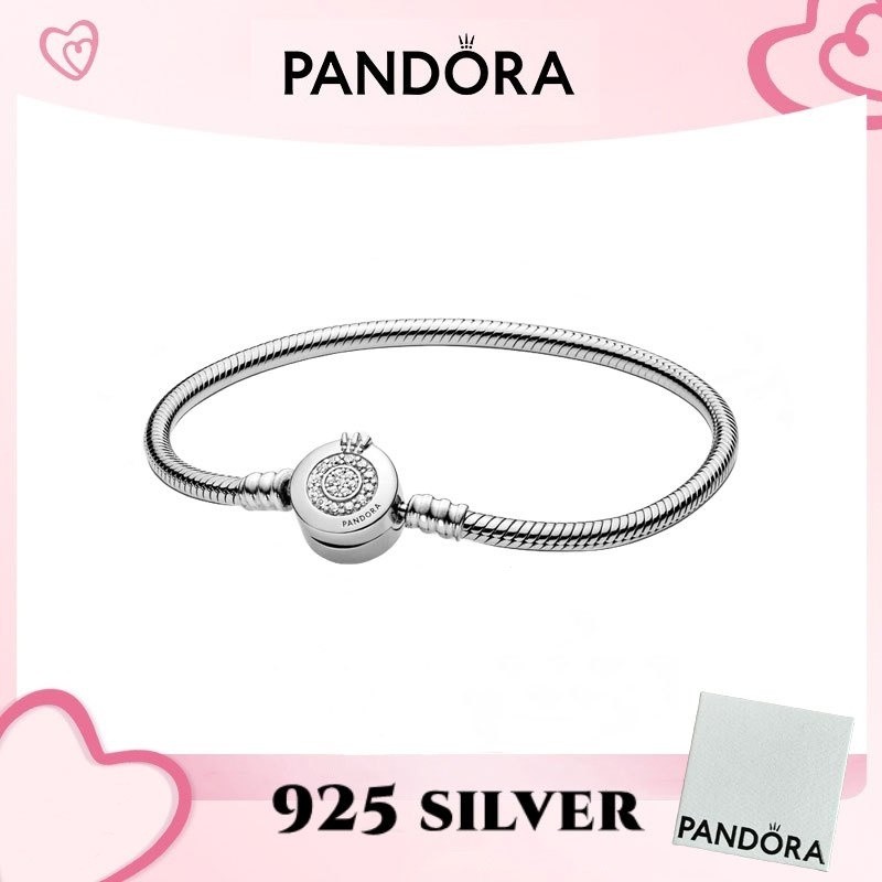 100% trang sức bạc S925 chính hãng PANDORA, vòng tay, mặt dây chuyền Pandora Moments, vương miện lấp