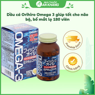  Dầu cá Orihiro Omega 3 giúp tốt cho não bộ bổ mắt lọ 180 viên 