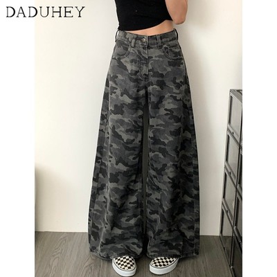 DaDuHey New American Ins High Street Retro Jeans Niche High Waist Loose Wide Leg Pants Large Size Trousers