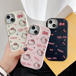 Sanrio Đáng Yêu Hello Kitty KT Cat Casing Cho OPPO A78 A74 A94 A57 2022 A58 A55 F9 F17 F11 Pro RENO 5 6 Lite Realme C2 C51 C53 C35 Cặp Đôi Dễ Thương Mạ Ống Kính Kim Loại Vỏ Điện Thoại