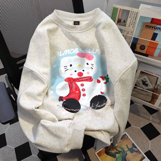 Áo sweater nữ xám tiêu đồ noel Hello kitty y2k form rộng thu đông áo nỉ dài tay khoác hàn quốc local brand SALMO