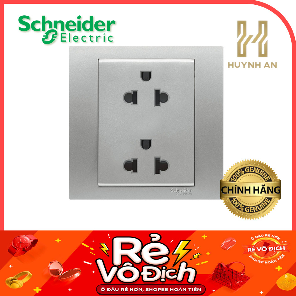 Ổ cắm đơn/ đôi 3 chấu 16A Trắng/ Xám Vivace Schneider KB426UEST_G19 KB426UEST_AS_G19 KB426UES2_WE_G1