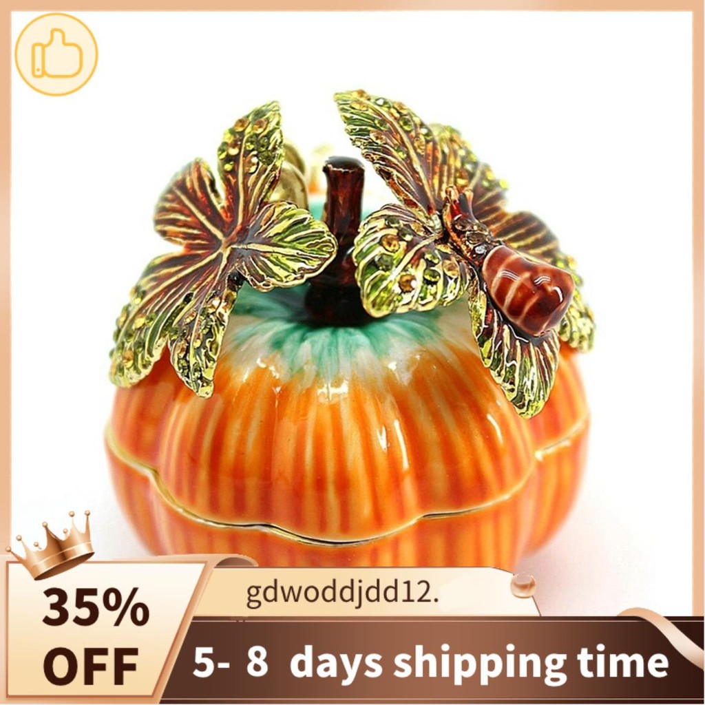 Cao Cấp 1 Bí Ngô Nhăn Nhẫn Hộp Trang Sức Cưới Quà Tặng Thủ Công Bí Ngô Bejeweled Nhẫn Bông Tai Hộp B