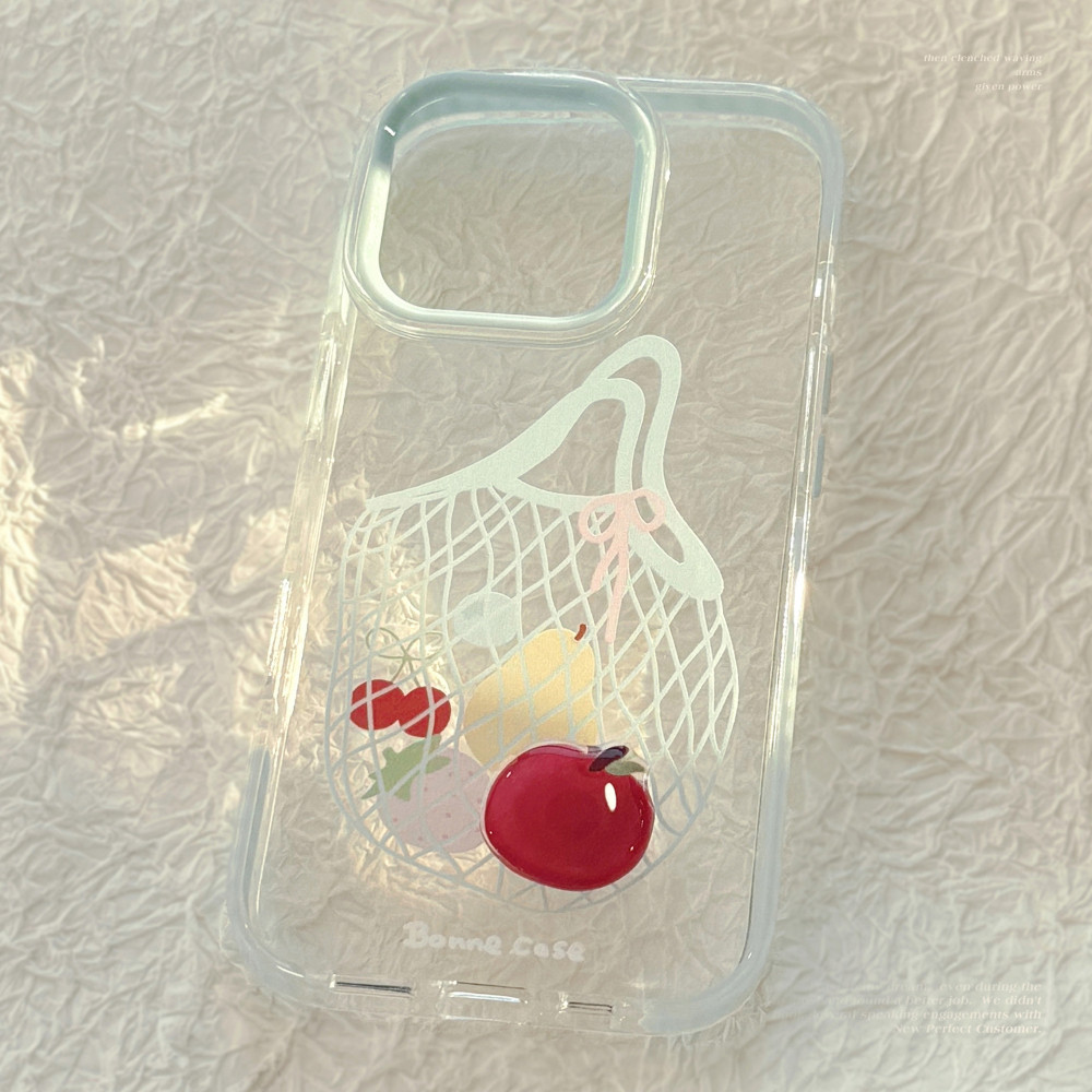 Ins 3D Xoay Được Quả Táo Đỏ Túi Mua Sắm Dệt Ốp lưng Tương Thích Cho IPhone 16 Pro Max 16 Pro 16 15 P