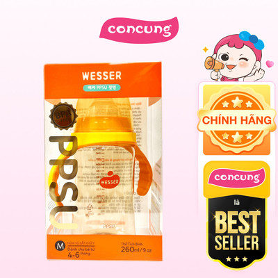 Bình sữa cổ rộng PPSU Wesser 260ml