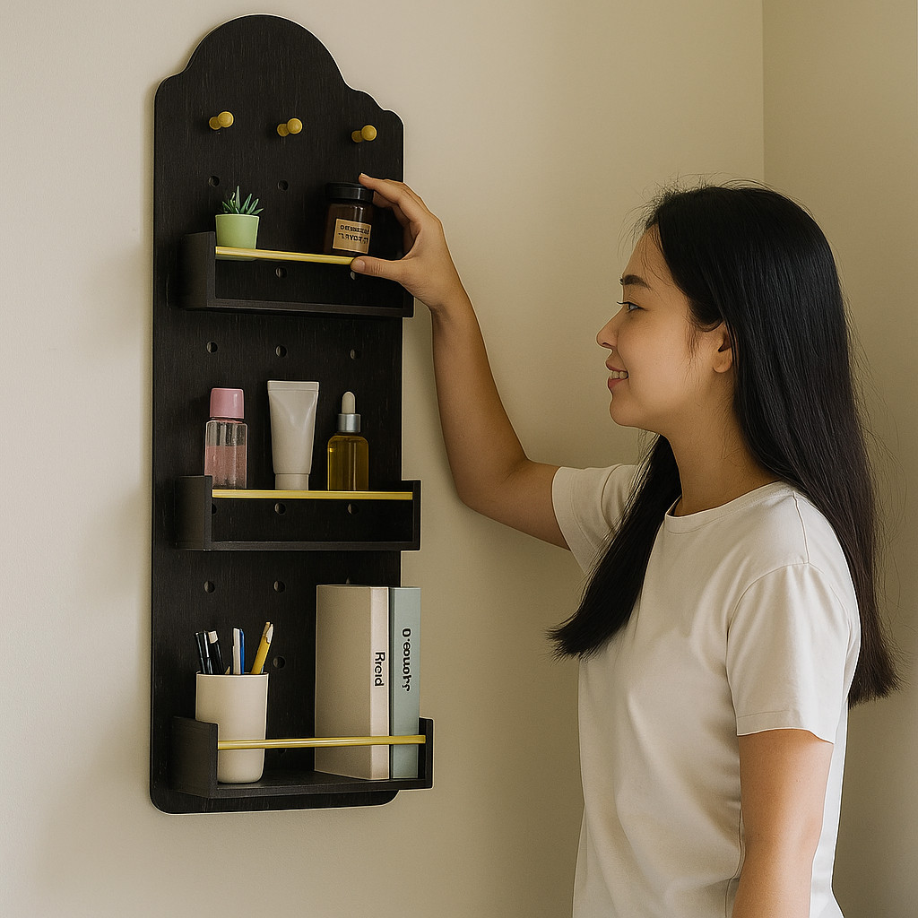 ảng Pegboard Hình Mây Có Đợt Chắn 40x120 50x120 – MDF Melamine